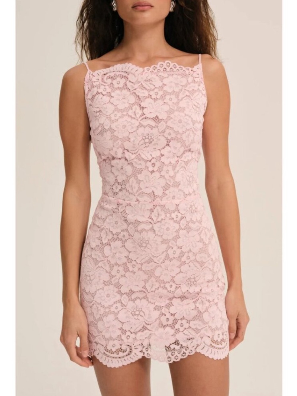 For Love & Lemons Lakeside Mini Dress in Light Pink Low Back NEW Size Large